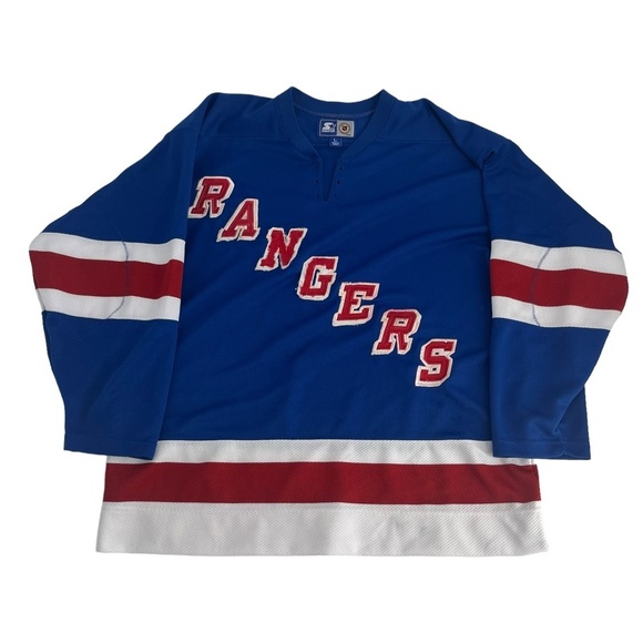 Vintage New York Rangers Jersey Men Large Blue Red NHL Hockey 90s Starter Sports